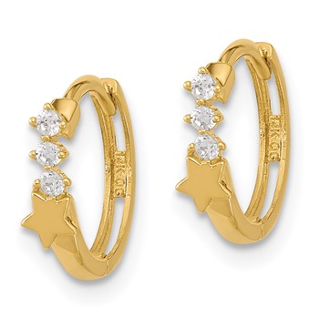 14k Madi K CZ Shooting Star Hinged Hoop Earrings — alternate view