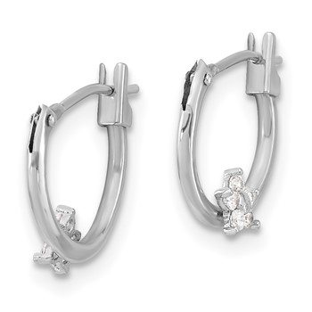 14k White Gold Madi K Polished CZ Star Hoops — alternate view