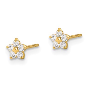 14k Madi K Kids CZ Star Childrens Post Earrings — alternate view