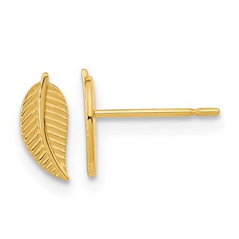 14k Madi K Kids Leaf Childrens Post Earrings