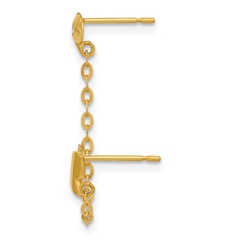 14k Madi K CZ Butterfly and Flower Double Post with Chain Single Earring — alternate view