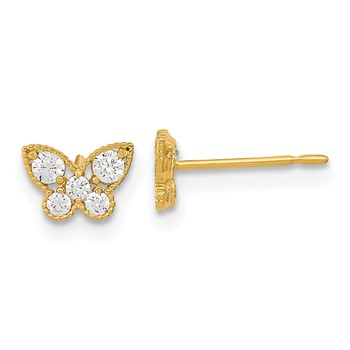 14k Madi K Kids CZ Butterfly Childrens Post Earrings
