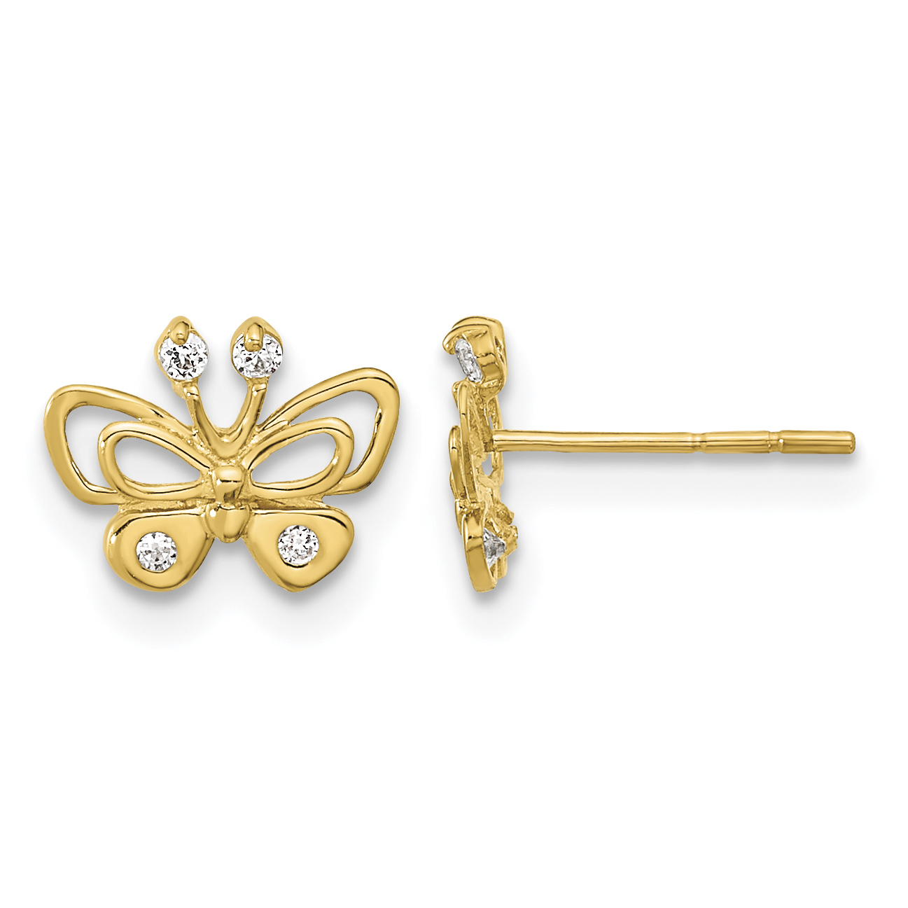 Madi K CZ Butterfly Post Earrings Real 14k Yellow Gold 7x9mm Women's Animal main product image