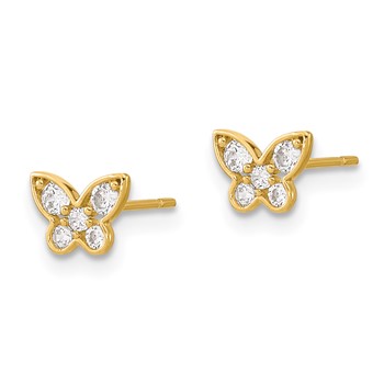 14k Madi K Kids CZ Butterfly Childrens Post Earrings — alternate view