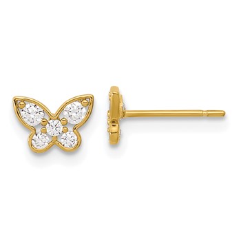 14k Madi K Kids CZ Butterfly Childrens Post Earrings