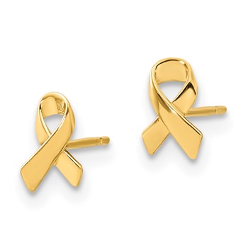 14k Madi K Awareness Ribbon Childrens Post Earrings — alternate view