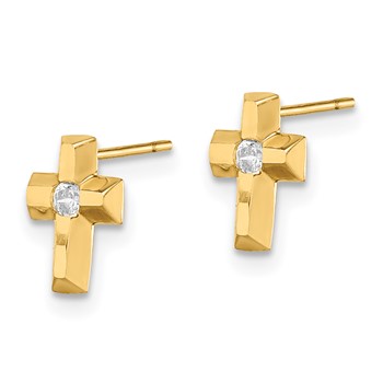 14k Madi K CZ Cross Post Earrings — alternate view