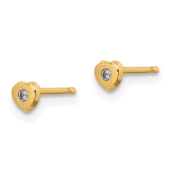 14k Madi K CZ 3.5mm Heart Childrens Post Earrings — alternate view