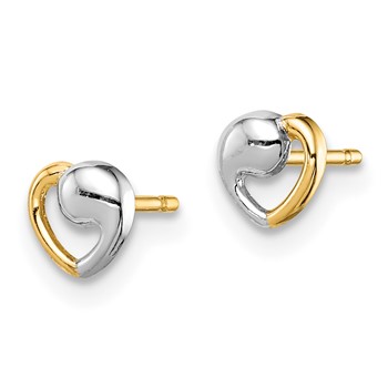 14k and White Rhodium Madi K 5.00mm Heart Childrens Post Earrings — alternate view