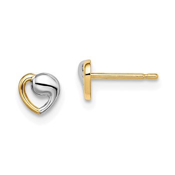 14k and White Rhodium Madi K 5.00mm Heart Childrens Post Earrings