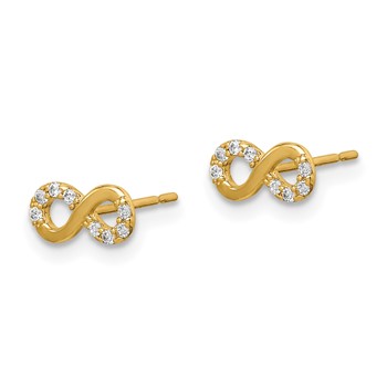 14k Madi K CZ Infinity Symbol Childrens Post Earrings — alternate view
