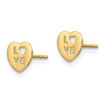 14k Madi K 7.00mm Love Heart Childrens Post Earrings — alternate view