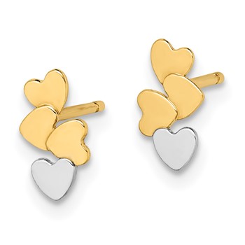 14k Madi K & White Rhodium Hearts Post Earrings — alternate view