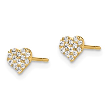 14k Madi K CZ 5mm Heart Childrens Post Earrings — alternate view