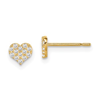 14k Madi K CZ 5mm Heart Childrens Post Earrings