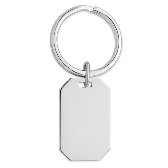 Engravable Sterling Silver Concave Rectangle Key Holder Ring Keychain