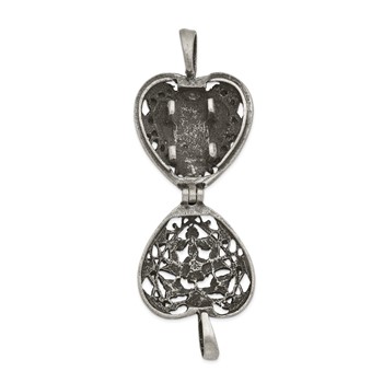 ALWAYS IN MY HEART Silver-tone Antiqued Heart Locket Memorial with Brass Ash Holder 24 inch Necklace with Message Card — alternate view
