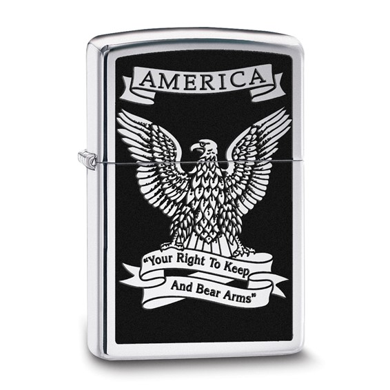 Zippo Eagle America Your Right To Keep And Bear Arms High Polish 