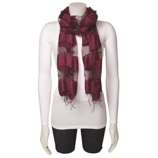 Image of Magenta Sheer Stripe 80%Silk/Viscose Blend Fashion Scarf