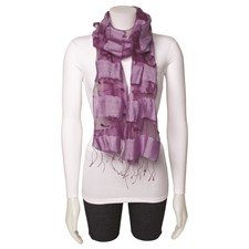 Image of Purple Sheer Stripe 80%Silk/Viscose Blend Fashion Scarf
