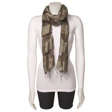 Image of Grey Sheer Stripe 80%Silk/Viscose Blend Fashion Scarf