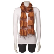 Image of Orange Sheer Stripe 80%Silk/Viscose Blend Fashion Scarf