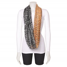 Image of Black/Orange Multicolor Open Weave Circular Scarf