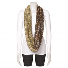 Image of Brown/Yellow Multicolor Open Weave Circular Scarf