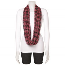 Image of Fuchsia/Black/Silver Open Weave Circular Viscose Scarf