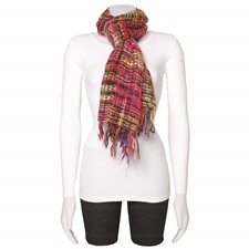 Image of Red Multicolor Woolly Viscose Scarf