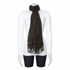 Image of Black Sheer Checked Design Viscose Fashion Scarf