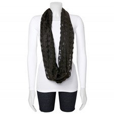 Image of Black Sheer Windowpane Design Circular Viscose Scarf