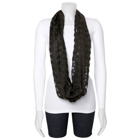 Black Sheer Windowpane Design Circular Viscose Scarf Black Sheer Windowpane Design Circular Viscose Scarf