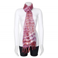 Image of Burgundy/Purple/White Sheer Stripe Viscose Fashion Scarf
