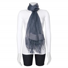 Image of Grey Sheer w/Textured Edge Viscose Fashion Scarf
