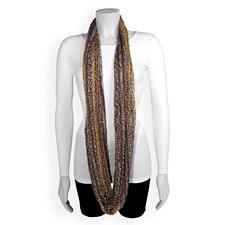 Image of Grey/Gold Stripe Infinity Fashion Scarf