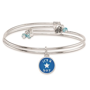 Silver-tone Trinky Things It's a Boy Star Bracelet/Card