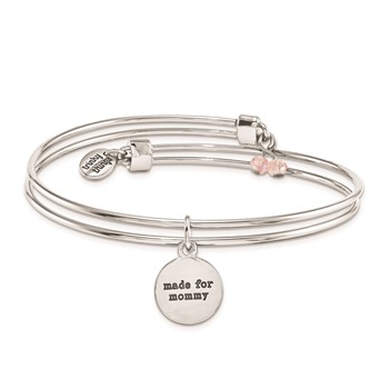 Silver-tone Trinky Things White/Pink Mom Hearts Bracelet/Card — alternate view