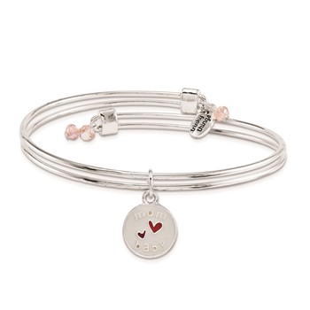 Silver-tone Trinky Things White/Pink Mom Hearts Bracelet/Card