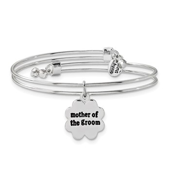 Silver-tone Trinky Things Black/White Mother of Groom Bracelet/Card — alternate view