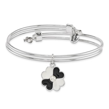 Silver-tone Trinky Things Black/White Mother of Groom Bracelet/Card