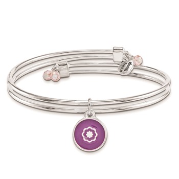 Silver-tone Trinky Things Birthday Flowers Bangle Bracelet/Card — alternate view