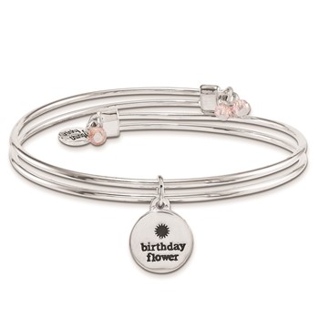 Silver-tone Trinky Things Birthday Flowers Bangle Bracelet/Card