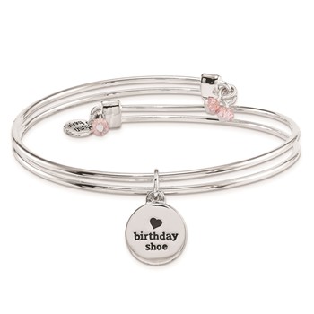 Silver-tone Trinky Things Birthday Girls Bangle Bracelet/Card — alternate view