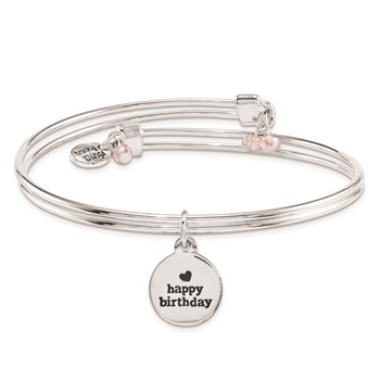 Silver-tone Trinky Things Birthday Happiness Bangle Bracelet/Card — alternate view