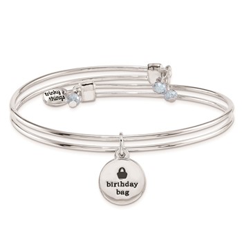 Silver-tone Trinky Things Birthday Wishes Bangle Bracelet/Card — alternate view