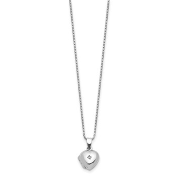 Sterling Silver CZ Accent Heart Locket 14 inch Necklace with Pink Gift Pouch — alternate view