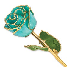 Lacquer Dipped Gold Trim Aqua Green Opalescent Rose Lacquer Dipped Gold Trim Aqua Green Opalescent Rose