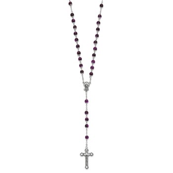 "Set of 3 Silver-tone Green, Blue, and Pink Marbled Bead Rosary Set" — alternate view