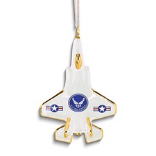 Glass Baron US Air Force Logo F-35 Jet Glass Ornament